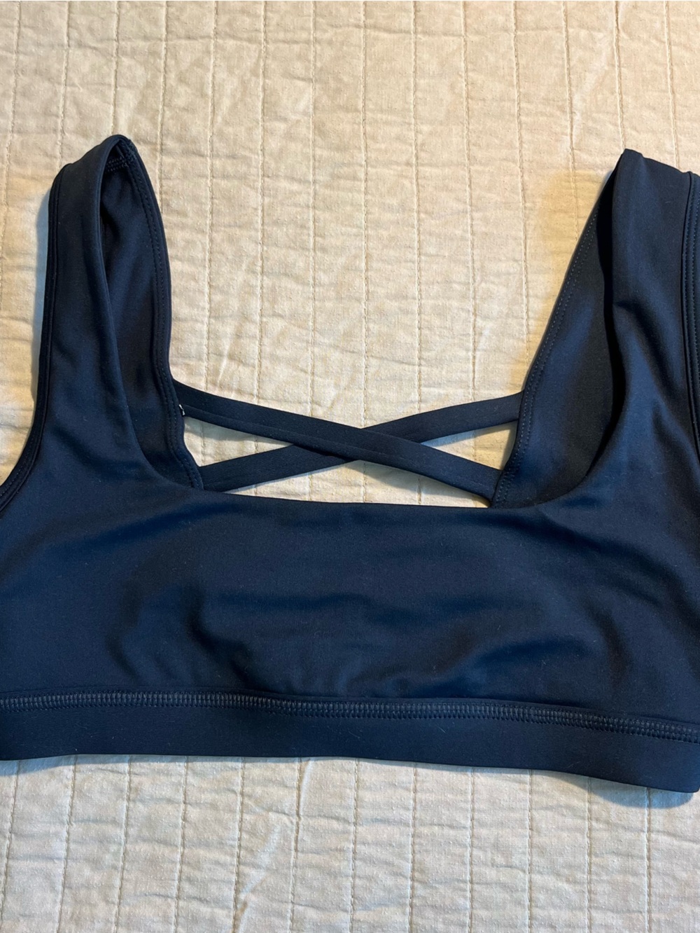 Blue Crossback Sports Bra with Crisscross Detail